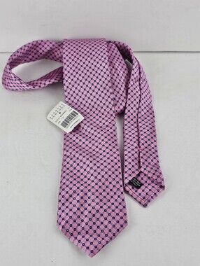 Barneys New York Pink Blue Handmade 100% Silk Necktie NWT Italian Made Tie